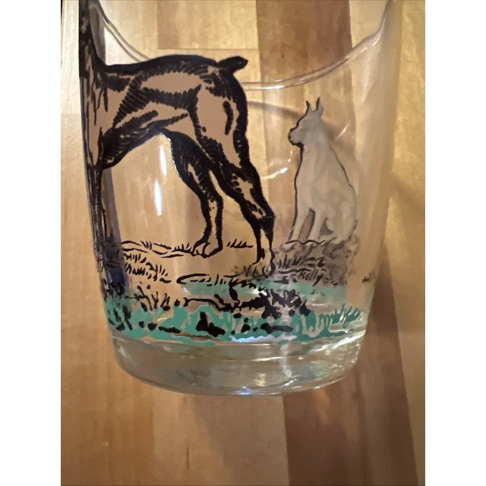 Hazel Atlas Willie the Boxer Dog Glass Tumbler Rocks Bar Ware Drinking
